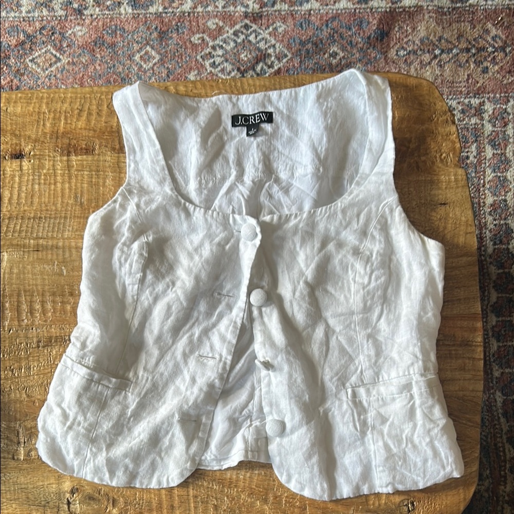 J. Crew White Button-Front Tank Top